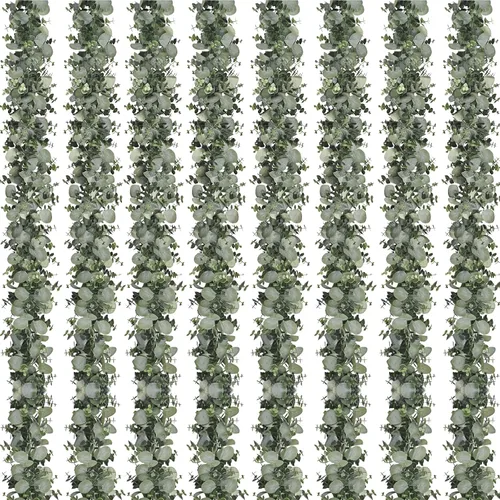 Vista 15 de Dolicer 2 Paquetes Guirnalda Artificial de Eucalipto de 6 Pies, Guirnalda de Vegetación Falsa Colgante Hojas de Eucalipto Dólar de Plata Falsas
