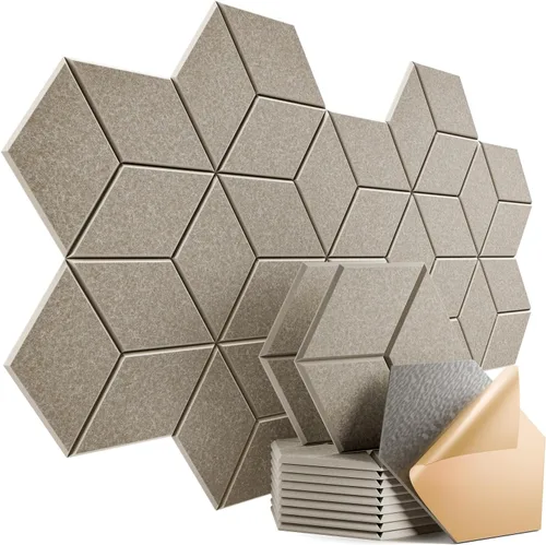 Vista 62 de Paquete de 12 paneles acústicos autoadhesivos de 12 x 10 x 0.4 pulgadas, paneles de espuma a prueba de sonido con alta densidad, elegante diseño