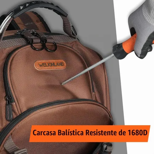 Vista 4 de WELKINLAND 70Pockets Mochila de herramientas HVAC con rollo de herramientas, mochila de bolsa de herramientas