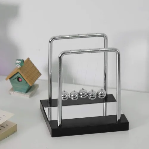 Vista 9 de AUNMAS Bolas de equilibrio Newtons, bolas oscilantes con base de madera maciza, diversión ciencia física, accesorios de aprendizaje, adornos