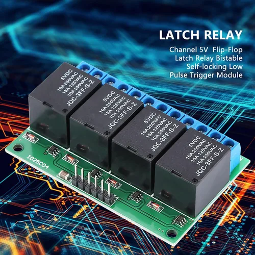 Vista 6 de Módulo de relé 5V 4 canales Flip Flop Relé biestable Módulo de relé de autobloqueo para controlar motores de CC válvulas solenoides