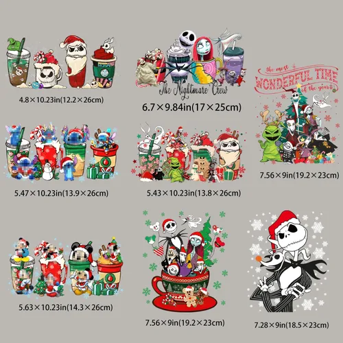 Vista 2 de Parches de transferencia para planchar de Navidad, 8 hojas de parches de invierno para planchar para ropa, Halloween, vinilo de transferencia