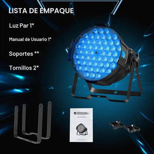 Vista 7 de Big Dipper Luces LED de escenario Par de luces 54X3W RGB multicolor brillante iluminación con sonido DMX activado maestro-esclavo luces elevadas