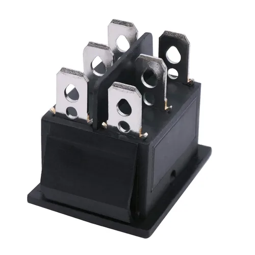 Vista 3 de TWTADE Interruptor de inversión de polaridad de bloqueo 12V 10A Control de motor CC 6 pines 3 posiciones ON-OFF AC 110V-220V Interruptor de palanca