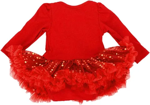 Vista 3 de My First Christmas - Disfraz de alce de reno para bebé niña, mameluco de tutú, disfraz de fiesta, ropa de princesa, 3 piezas