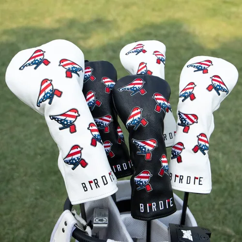 Vista 2 de Cubiertas para cabeza de golf, cubierta para driver, cubierta para madera 3, cubiertas para cabeza de híbrido, bordado, bandera estadounidense