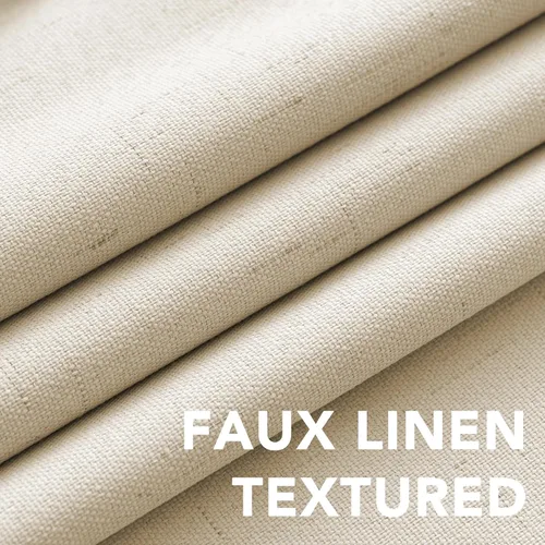 Vista 4 de H.VERSAILTEX Cortinas 100% opacas con aspecto de lino para dormitorio, bloqueo de luz completa, bolsillo para barra, cortinas de ventana gruesas