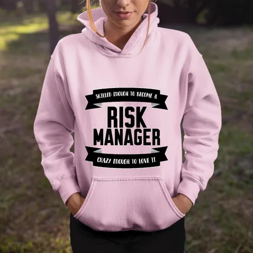 Vista 3 de Risk Manager funny appreciation new Job for coworker dad mom sister brother siblings White and Muticolor Unisex Hoodie