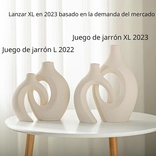 Vista 2 de Lvases Snuggle Hollow - Juego de 2 jarrones de cerámica huecos, estilo bohemio ins redondo nórdico moderno de mediados de siglo estético decorativo