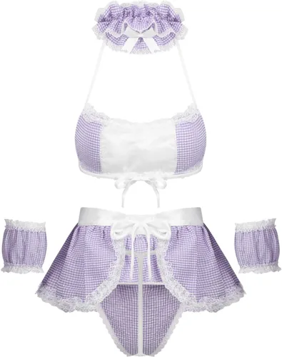 Vista 2 de MSemis Disfraz de sirvienta francesa japonesa para mujer, disfraz de anime, ropa de noche para colegiala