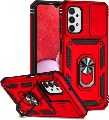 Vista 10 de Funda para Galaxy A32 5G, protección de grado militar para automóvil [soporte integrado] Soporte de anillo de metal de doble capa TPU resistente +
