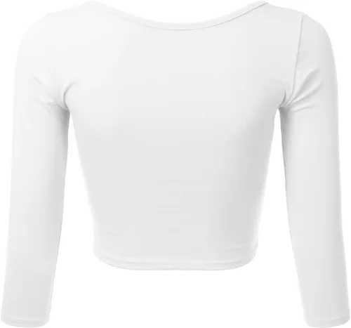 Vista 3 de SSOULM Top corto de algodón de manga 34 para mujer (S-1XL), Stt009_menta oscura