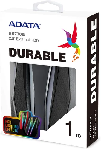 Vista 3 de ADATA HD770G 1TB RGB USB 3.2 IP68 impermeable a prueba de gotas a prueba de polvo externo portátil HDD negro (AHD770G-1TU32G1-CBK)