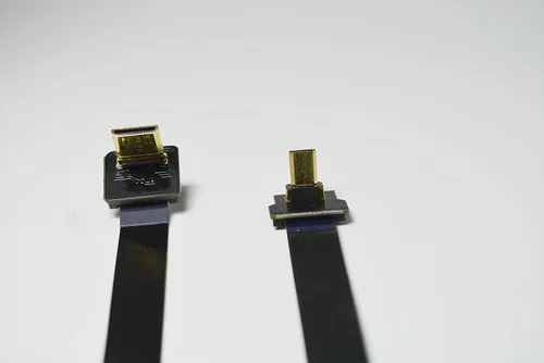 Vista 3 de Permanent Negro 50CM FPV Flat Slim HDMI Cable Micro HDMI Macho 90 grados de ángulo a Mini HDMI macho 90 grados para cardán sin escobillas Handhold
