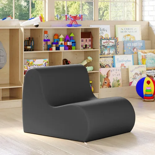 Vista 7 de Jaxx Midtown Silla pequeña de espuma suave para aula, funda de vinilo premium, color negro