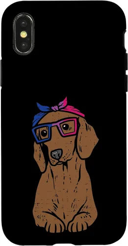 Vista 4 de Funda para iPhone 14 con diseño de perro salchicha LGBTQ con bandera bisexual y orgullo gay