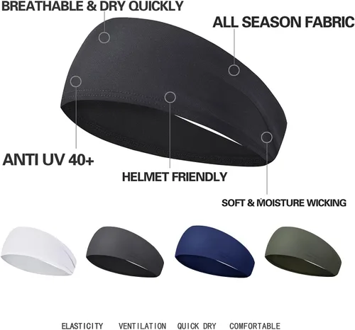 Vista 5 de Diadema deportiva para hombre, 5 unidades, para correr, ciclismo, baloncesto, yoga, entrenamiento de fitness, banda elástica unisex