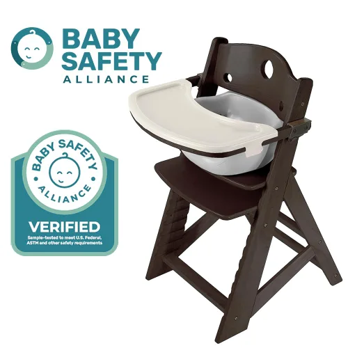 Vista 6 de Keekaroo Silla alta Height Right™ con inserto y bandeja para bebés, espresso/aguamarina (0051424KR-0001)