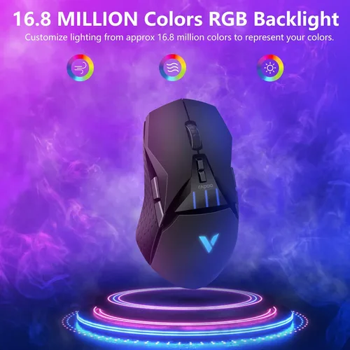 Vista 6 de Rapoo Ratón inalámbrico para juegos, 5000 DPI con cableinalámbrico RGB Gamer Mouse con 11 botones programables Tienda de 5 perfiles, ratones