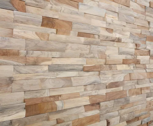 Vista 3 de WoodyWalls - Paneles de pared 3D Los tablones de madera están hechos de 100 % teca Cada panel de madera está hecho a mano y es único Juego