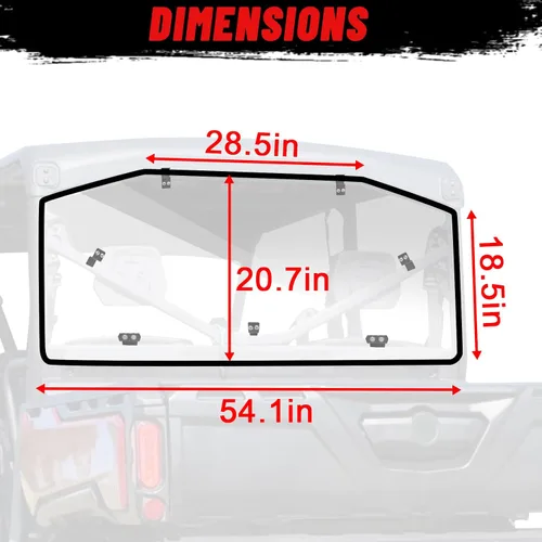 Vista 9 de Parabrisas trasero compatible con Can-Am Defender 2016-2026, ventana trasera de policarbonato resistente a prueba de rayos UV para HD5 HD8 HD10 Max