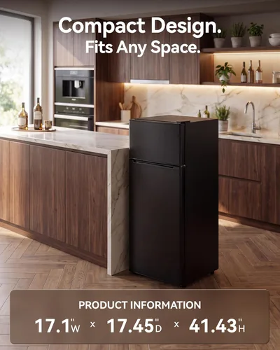Vista 5 de Tehanld Refrigerador congelador de 4.4 pies cúbicos para dormitorio/oficina