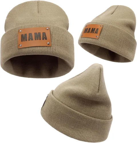 Vista 4 de Gorro para padres e hijos,Madre y bebé hijahijo gorro de punto cálido de invierno,Gorro suave para niños