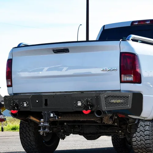 Vista 3 de Vijay Parachoques delantero y trasero para RAM 1500 2013-2018 y RAM 1500 Classic 2019-2024 con placa de cabrestante y luces
