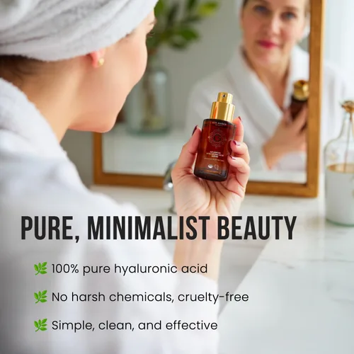 Vista 5 de Suero de ácido hialurónico para rostro de 1 fl oz, Suero facial hidratante para piel de aspecto más plumper, potenciada por la humedad - Gin Amber