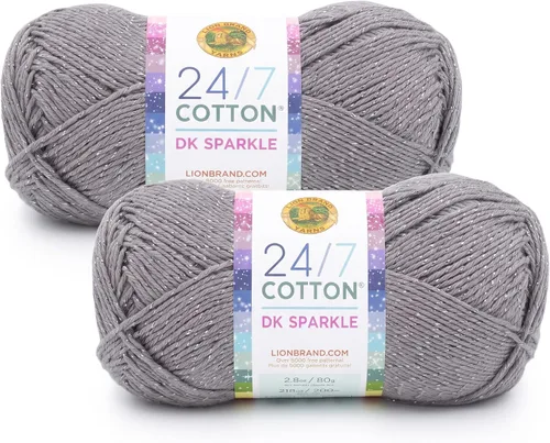 Vista 42 de Lion Brand Yarn Estampados DK de algodón 24/7, hilo para tejer, ganchillo y manualidades, azul, paquete de 1