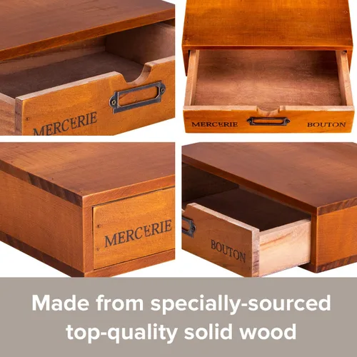 Vista 7 de Mueble de madera con un solo cajón, soporte de monitor de madera maciza para organización y almacenamiento de escritorio, organizador de escritorio
