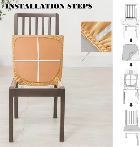 Vista 6 de Dimatic Juego de 2 fundas de asiento para silla, de piel sintética, impermeables, fundas elásticas para sillas de comedor, fundas protectoras