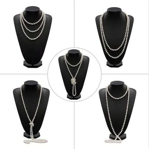 Vista 5 de BABEYOND - Collar de perlas sintéticas estilo art deco de la década de 1920, collar de perlas largas para fiesta de disfraces de estilo Gatsby