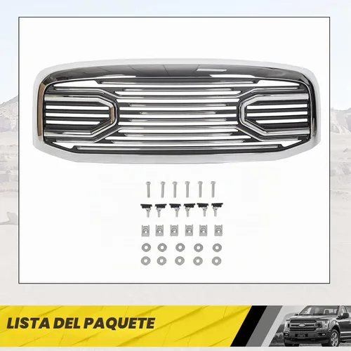 Vista 7 de KUAFU Parrilla de parachoques frontal compatible con Dodge RAM 2500 3500 2006-2009, Dodge RAM 1500 2006-2008. Repuesto de carcasa Big Horn