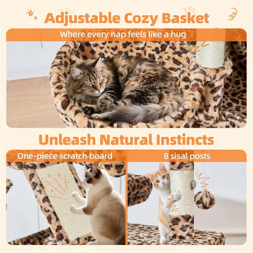 Vista 24 de Taoqimiao Árbol para gatos de 57.5 pulgadas, torre para gatos de interior para adultos, condominio extragrande para gatos, 8 postes rascadores