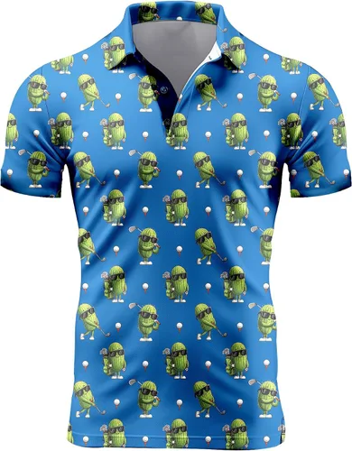 Vista 97 de Camisa de golf de los años 80 para hombre, ajuste seco, manga corta, estampada, divertidas, camisas de golf de los años 90 para hombre