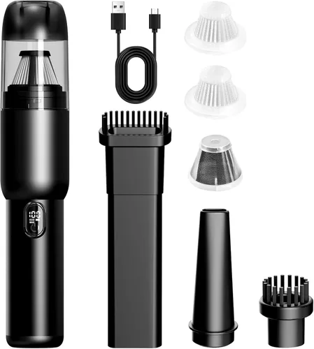Vista 9 de Aspiradora de mano para automóvil, inalámbrica portátil de 20 KPA, potente succión con luz LED, inflador de aire 2 en 1, mini recargable de bajo