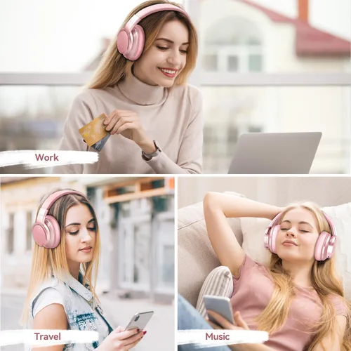 Vista 13 de AUSDOM E7 Auriculares Bluetooth con cancelación activa de ruido, inalámbricos sobre la oreja ANC con micrófono, sonido estéreo de alta fidelidad
