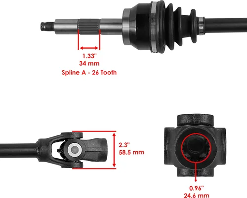 Vista 3 de Caltric Ejes de junta Cv completos delanteros derechos e izquierdos compatibles con Polaris Scrambler 500 4X4 1999-2003 si está estampado Usa Neapco