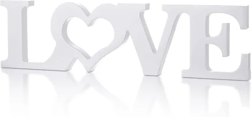 Vista 8 de Kigley Letrero de amor de madera para decoración del día de San Valentín, decoración de mesa de boda, letras de amor de madera, letreros de Rosa