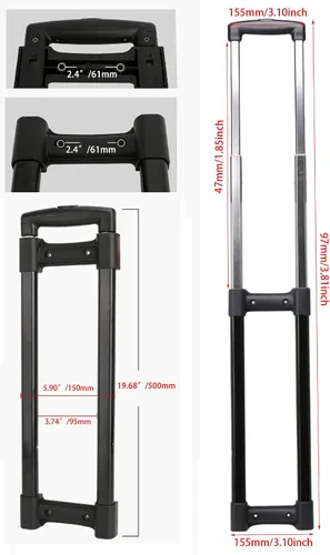 Vista 7 de 20 pulgadas equipaje telescópico mango R003 # kit de reparación de maleta con tornillos de cabeza y tuercas