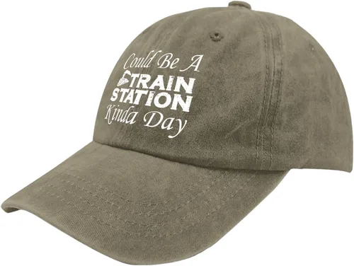 Vista 2 de devor Cap Could be a Train Station Kinda Day Gorras de béisbol, divertidas gorras de béisbol para hombres