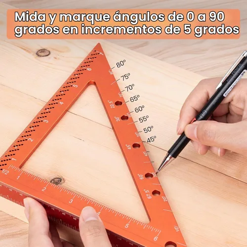 Vista 4 de Neitra Regla Cuadrada con Pasador de Ángulo Fijo, Escuadras Compactas y Precisas de Aleación de Aluminio con Marcas Grabadas con Láser