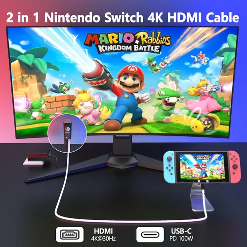 Vista 3 de RREAKA Cable de conversión USB C a 4K HDMI para Nintendo SwitchSwitch OLED, cable adaptador HDMI de TV compatible con Nintendo Switch, Steam Deck