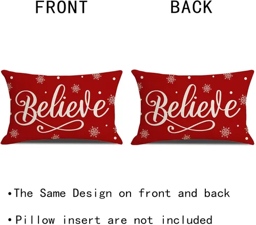 Vista 2 de wyooxoo Fundas de almohada navideñas de 12 x 20 pulgadas, decoraciones navideñas rojas, fundas de almohada lumbares rojas, fundas de almohada
