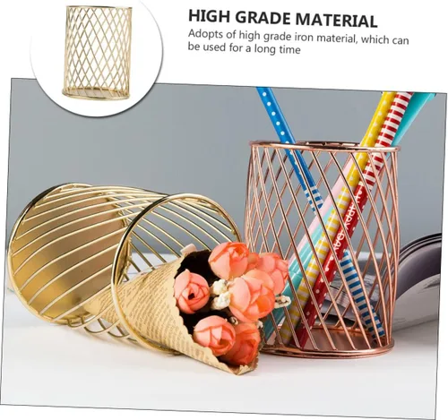 Vista 7 de NUOBESTY Soporte creativo de la pluma del escritorio del metal para el cepillo del maquillaje de los artículos de papelería blanco organizar