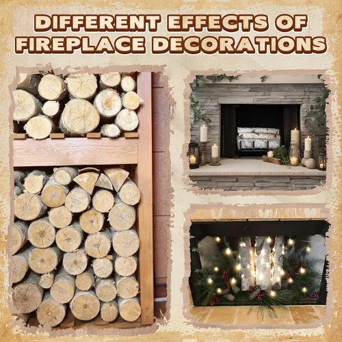 Vista 3 de Paquete de 6 troncos de madera de abedul decorativos para chimenea de gas para chimeneas, decoración de postes de abedul, ramas para manualidades