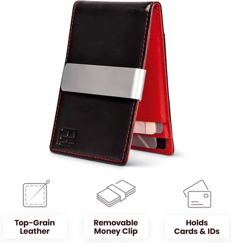 Vista 6 de F&H billetera minimalista de cuero para 8 tarjetas