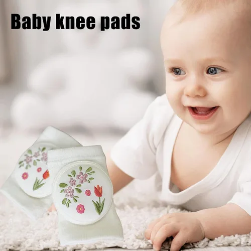 Vista 2 de Rodillera para bebé, rodillera antideslizante para gatear, protectores de rodilla elásticos ajustables para niños, rodillera de algodón suave
