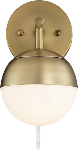 Vista 7 de 360 Lighting Luna - Juego de 2 lámparas de pared modernas de mediados de siglo con enchufes inteligentes de latón enchufable de 5 1/2 pulgadas